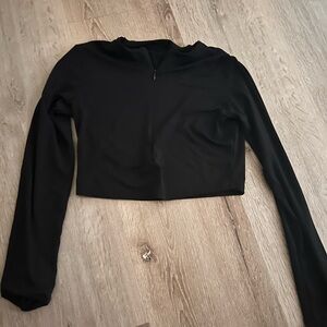 Half Zip Cropped Black Sweater